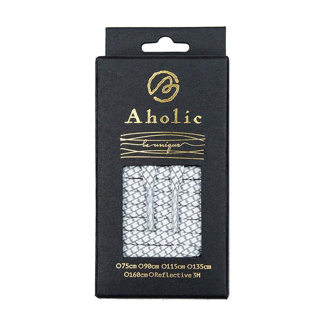 Aholic 3m Reflective Flat Shoelaces (3M反光扁鞋帶) - White Serpentine (白蛇紋)-Shoelaces-Navy Selected Shop