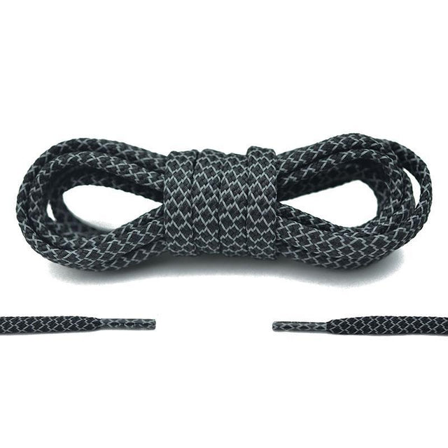 Aholic 3m Reflective Flat Shoelaces (3M反光扁鞋帶) - Black Serpentine (黑蛇紋)-Shoelaces-Navy Selected Shop