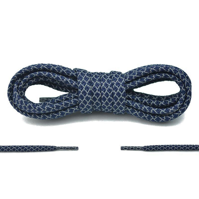 Aholic 3m Reflective Flat Shoelaces (3M反光扁鞋帶) - Navy Serpentine (海軍藍蛇紋)-Shoelaces-Navy Selected Shop