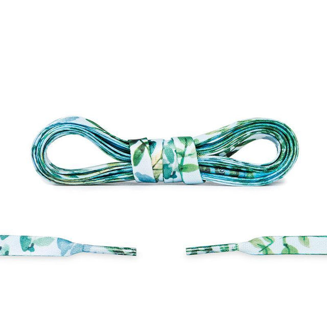 Aholic Floral Pattern Shoelaces (花卉鞋帶) - Blue (清新藍)-Shoelaces-Navy Selected Shop