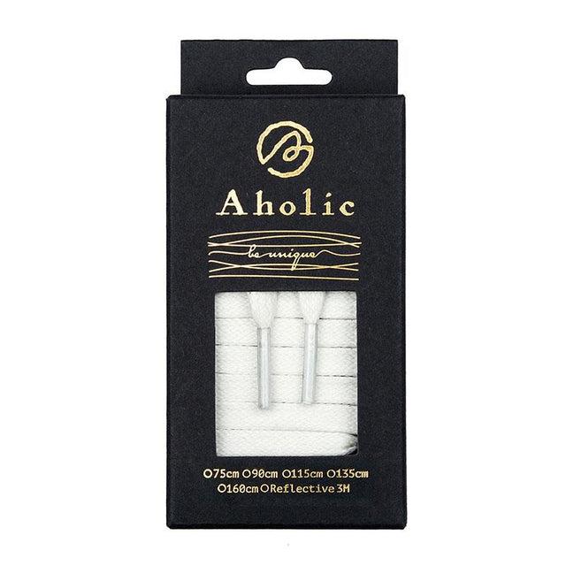 Aholic Waxed Flat Shoelaces (上蠟簡約扁帶) - White (白)-Shoelaces-Navy Selected Shop