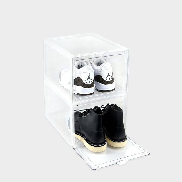 Aholic Magnetic Front Open Storage Shoe Box (前開式磁石波鞋收納盒) - Transparent (透明)-磁石鞋盒-Navy Selected Shop