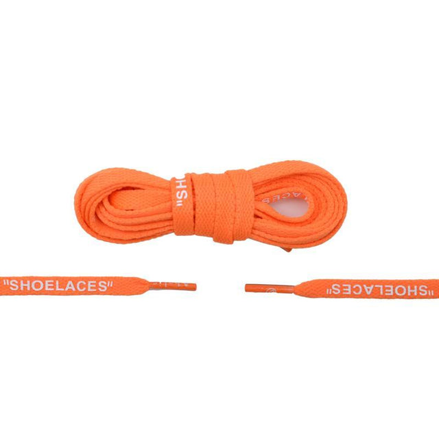 Aholic "Shoelaces" Wording Flat Shoelaces (文字偏鞋帶) - Orange (橙)-Shoelaces-Navy Selected Shop