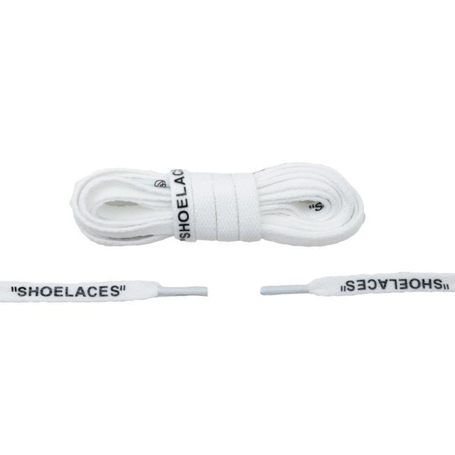 Aholic "Shoelaces" Wording Flat Shoelaces (文字偏鞋帶) - White (白)-Shoelaces-Navy Selected Shop