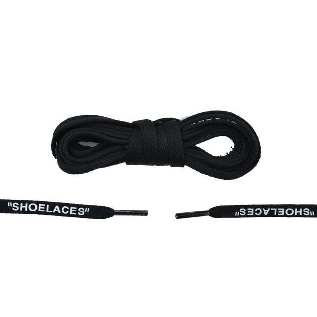 Aholic "Shoelaces" Wording Flat Shoelaces (文字偏鞋帶) - Black (黑)-Shoelaces-Navy Selected Shop