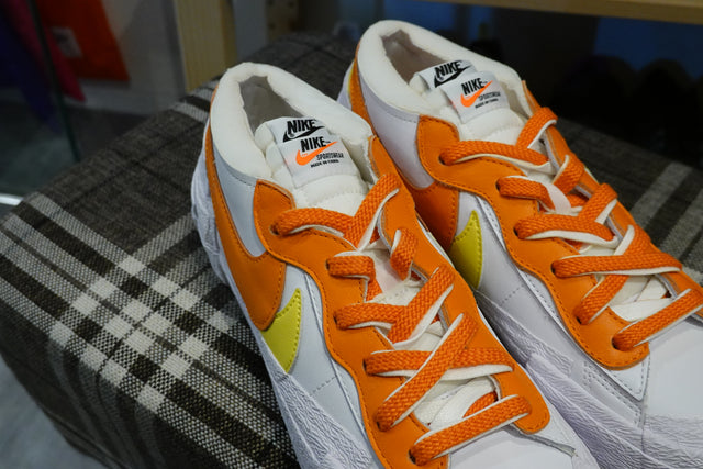 Sacai x Nike Blazer Low - White/Magma Orange-Sneakers-Navy Selected Shop