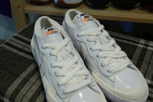 Sacai x Nike Blazer Low "White Patent" - White/Sail-Sneakers-Navy Selected Shop