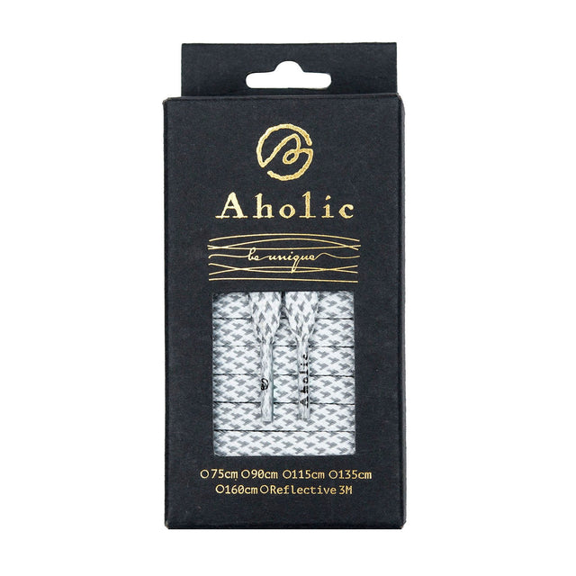 Aholic 3m Reflective Flat Shoelaces (3M反光扁鞋帶) - White Chidori (白千鳥)-Shoelaces-Navy Selected Shop