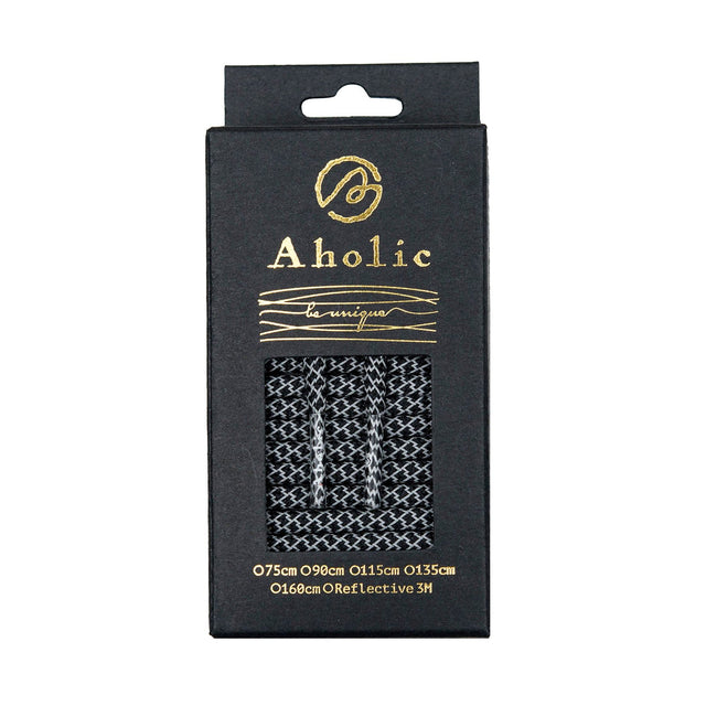 Aholic 3m Reflective Round Shoelaces (3M反光圓鞋帶) - Black Serpentine (黑蛇紋)-Shoelaces-Navy Selected Shop