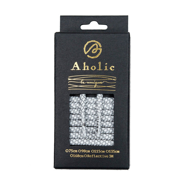 Aholic 3m Reflective Round Shoelaces (3M反光圓鞋帶) - White Serpentine (白蛇紋)-Shoelaces-Navy Selected Shop