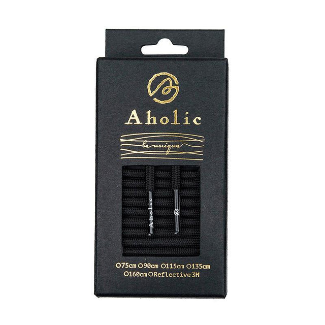 Aholic Classic Round Shoelaces (經典圓帶) - Black (黑)-Shoelaces-Navy Selected Shop