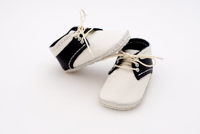 First Baby Shoes SUSU model - Black/White "Made in Poland"-Baby Shoes-Navy Selected Shop