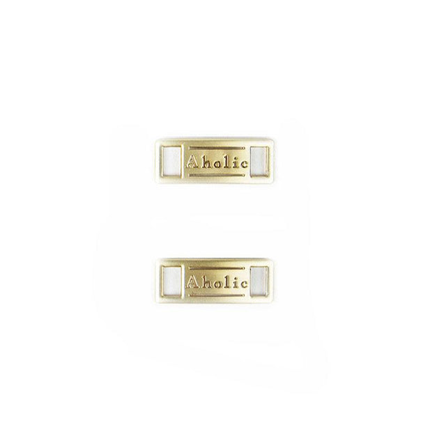 Aholic Logo Plate (經典鐵牌) - Gold (金)-Shoelaces-Navy Selected Shop