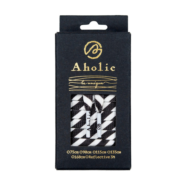 Aholic Be Unique Stripe Pattern Shoelaces (條紋鞋帶) - Black/White (黑白)-Shoelaces-Navy Selected Shop