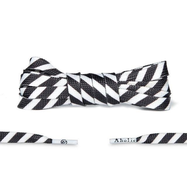 Aholic Be Unique Stripe Pattern Shoelaces (條紋鞋帶) - Black/White (黑白)-Shoelaces-Navy Selected Shop
